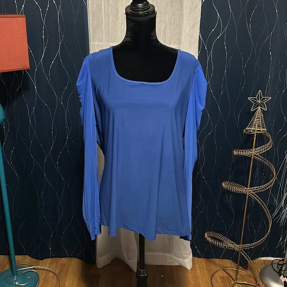 White Birch 2X top with sheer long sleeves. Fits like XL NWT